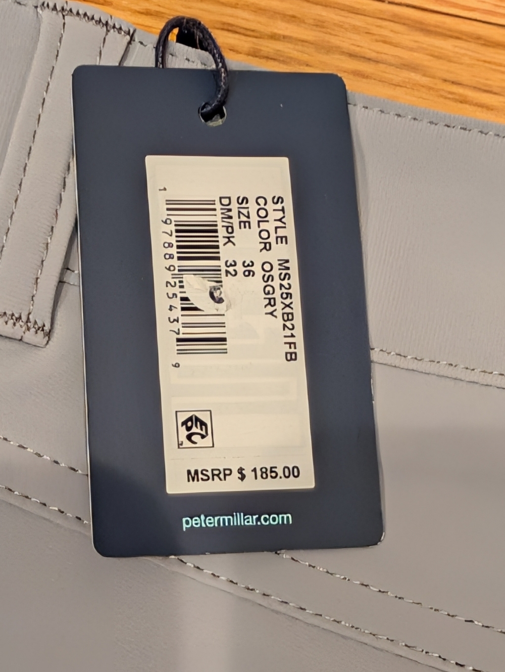 Peter Millar Crown Crafted Performance Pants Gray 36x32 5-Pocket Stretch NWT - Picture 5 of 8